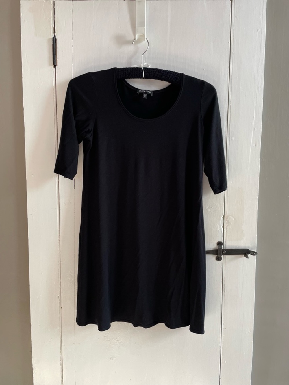 Eileen Fisher Black Scoop Neck Short Sleeve Tunic Size XS